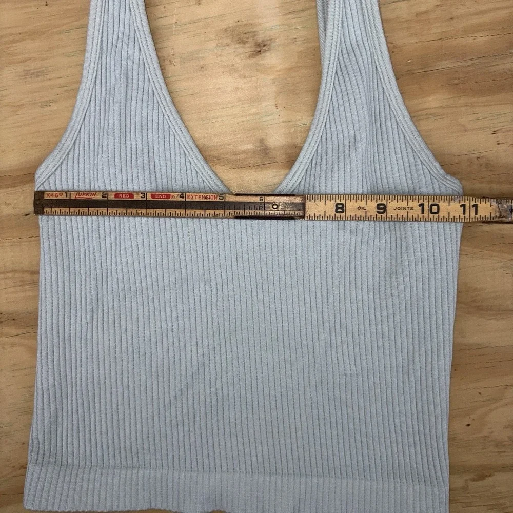 Intimately Free People FP Solid Rib Brami Crop Top‎ Tank Green V Neck XS/S